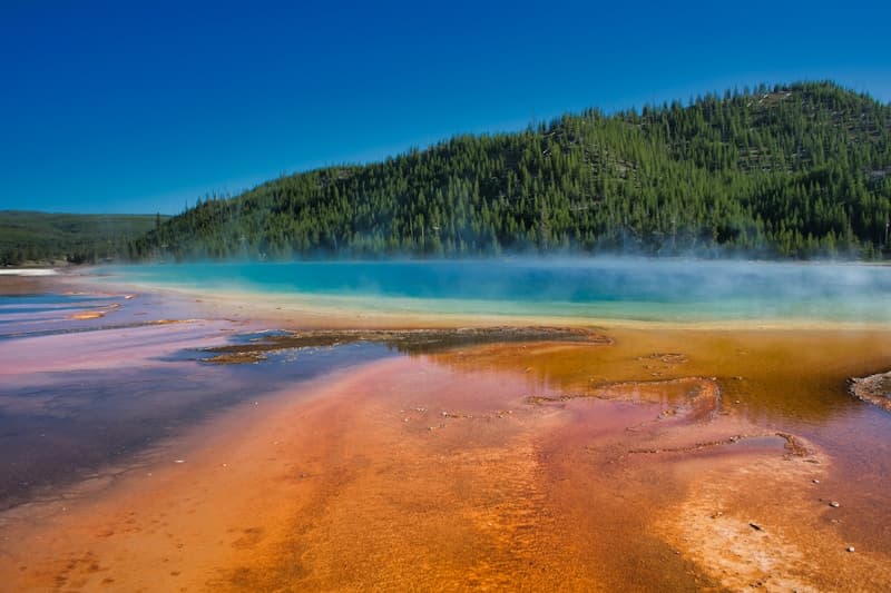 Grand Prismatic Spring vivid colors at ground level