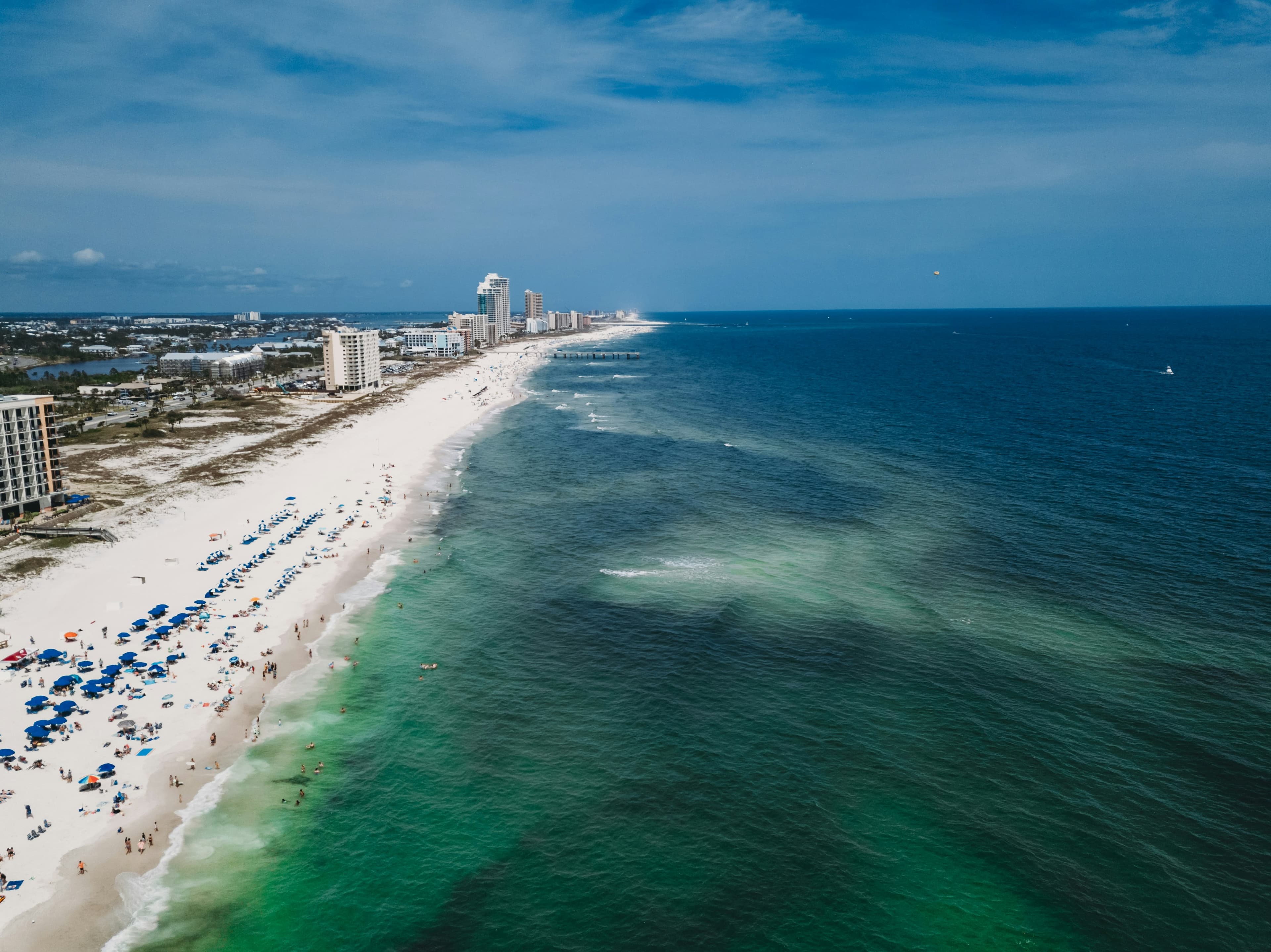 Gulf Shores Alabama coastline camping scenery overlooking ocean