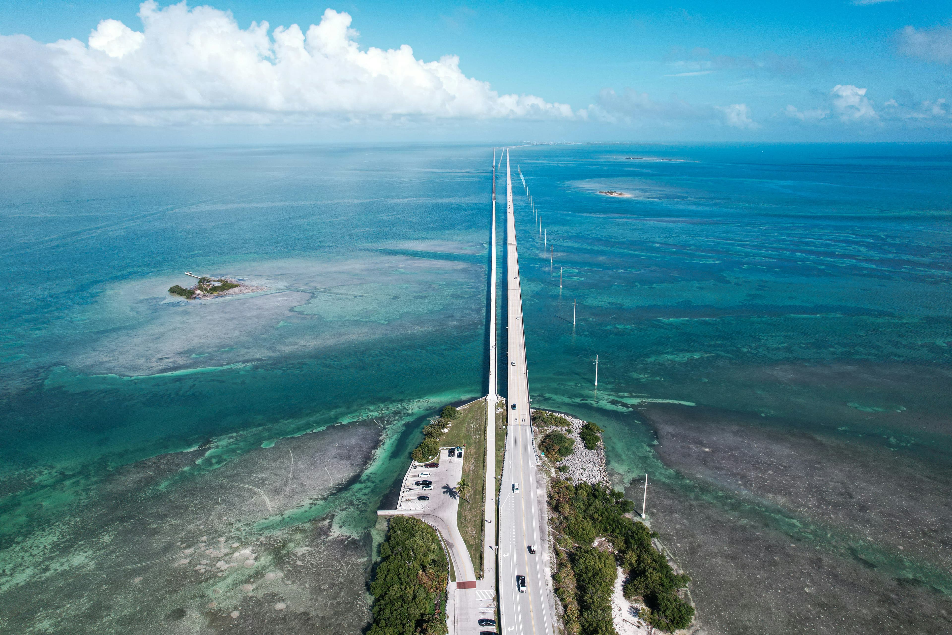Key West, Florida, beachfront camping with palm trees