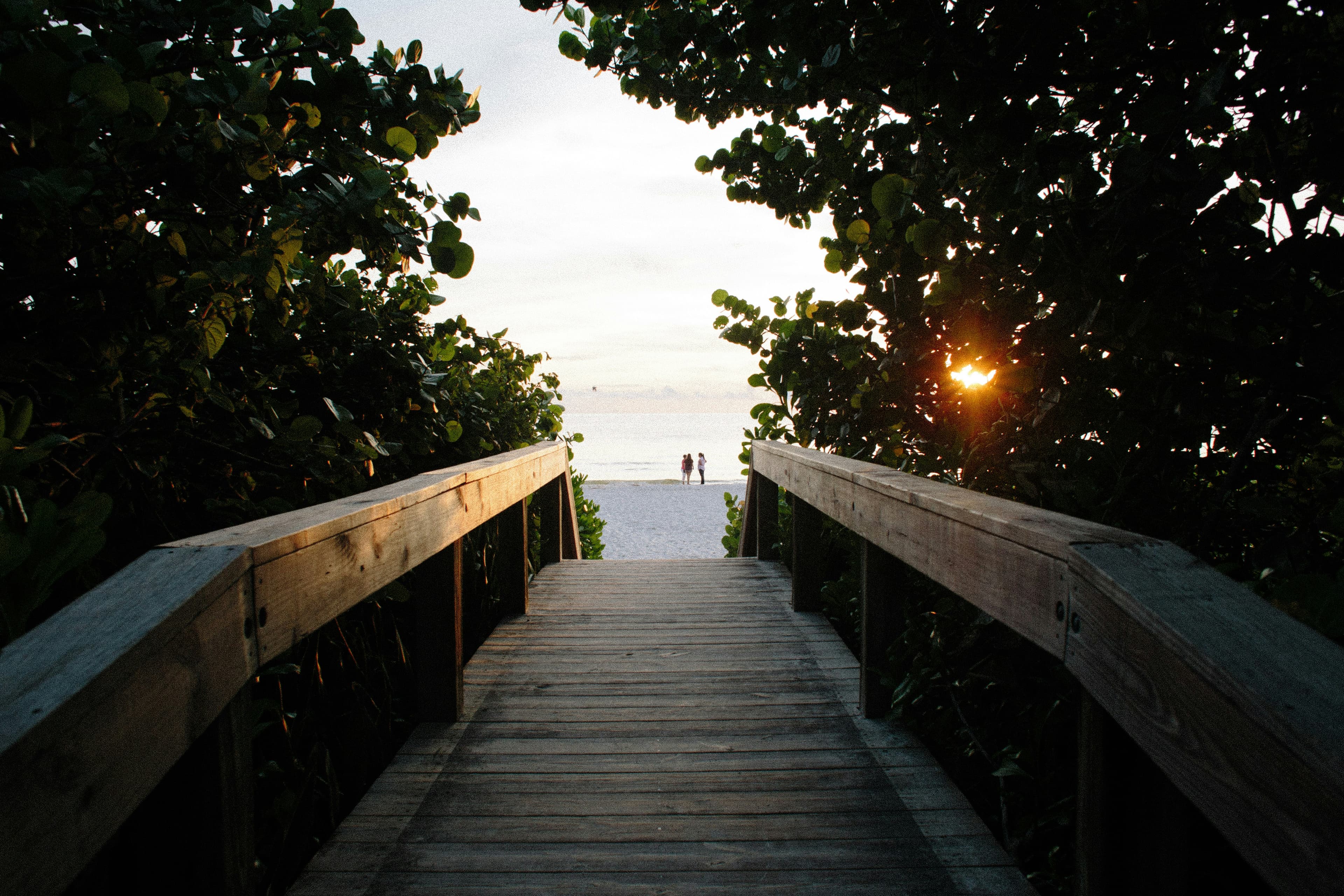 Naples, Florida beach camping under sunset