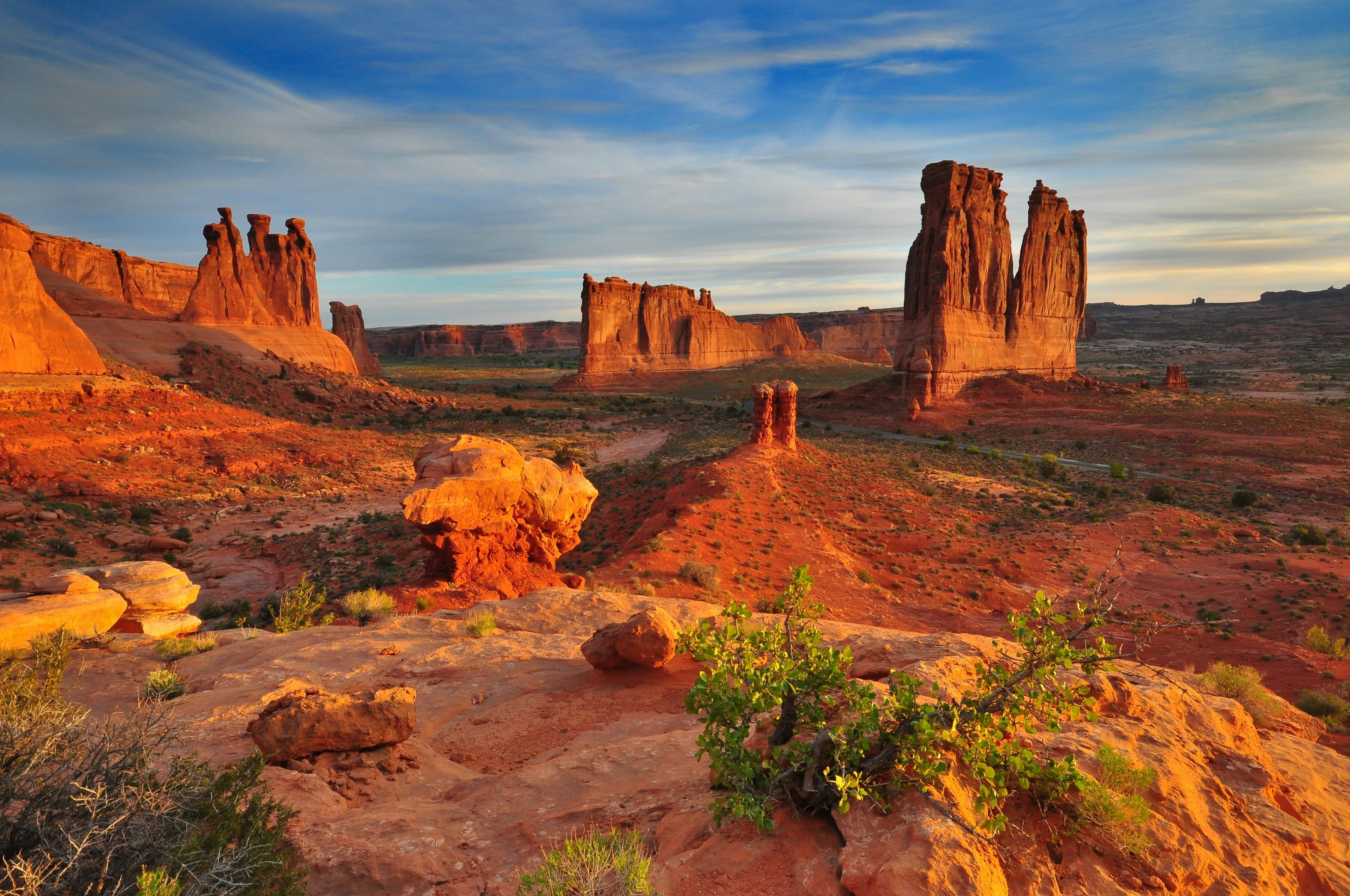 Scenic Moab Utah canyonlands at sunset near Colorado River
