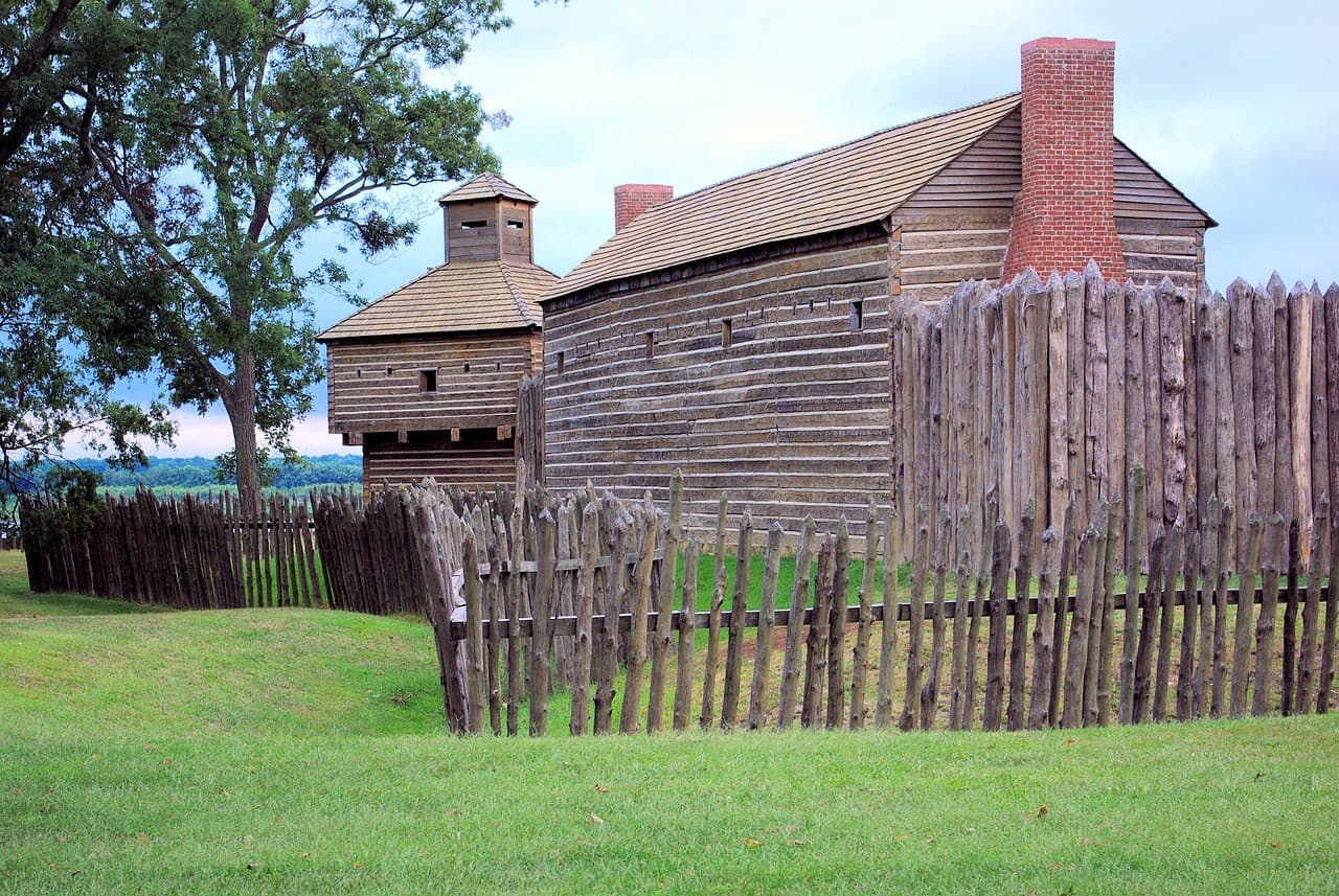 Historic Fort Massac stockade along the Ohio River in Illinois