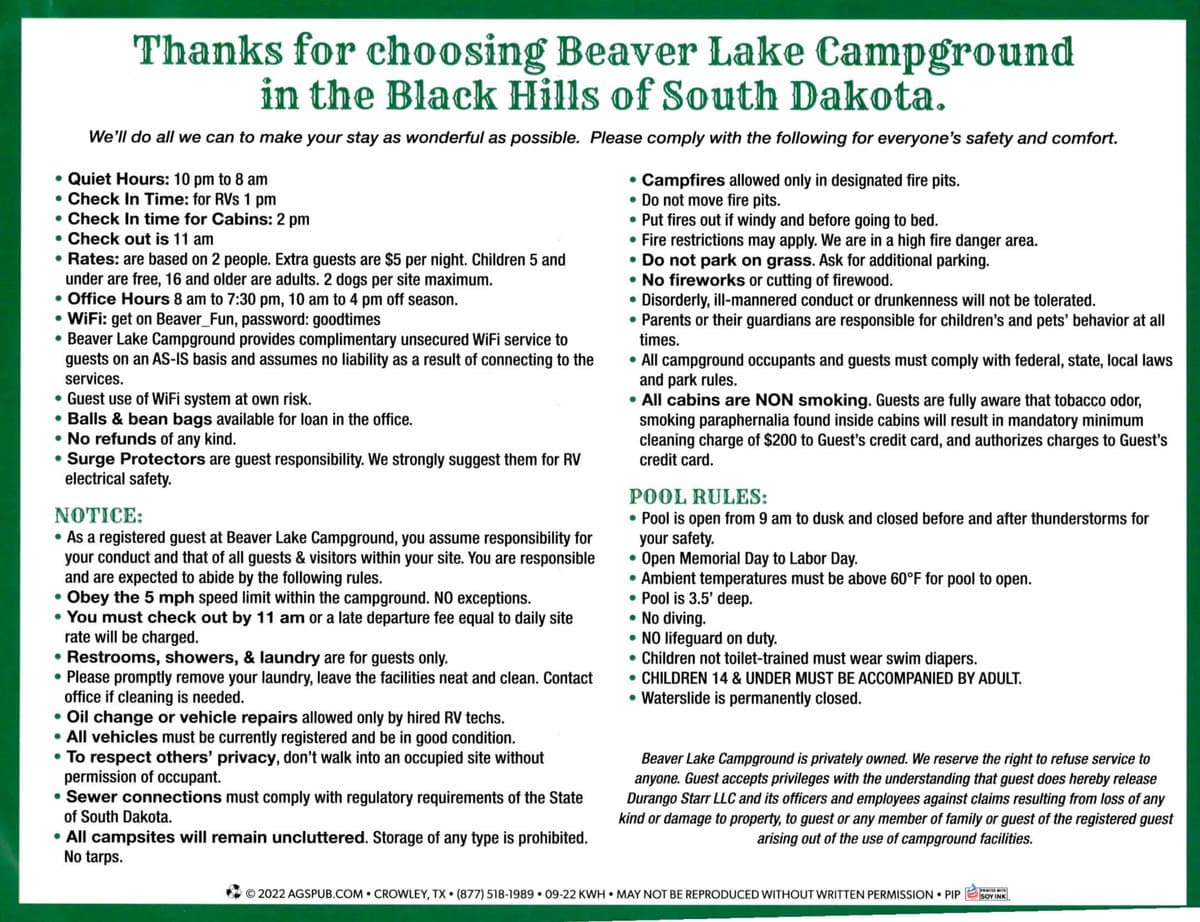 Beaver Lake RV Campground (Custer, South Dakota) photo